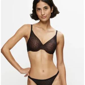 Sheer Wired Padded Bra-Black