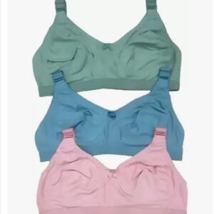 Women's Cotton Blend C-Cup Non-Padded Heavy Bust Seamless Minimizer Full Coverage Non-Wired T-Shirt Everyday Bra Combo Pack of 3