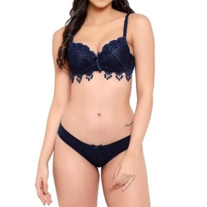 Women Elegant Lace Push Up Bra Panty Set Bridal Set Underwired Lingerie Set for Women Solid Padded Set Honeymoon Bikini Set