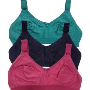 Women's Cotton Full Coverage Non-Padded Wirefree T-Shirt Bra Combo
