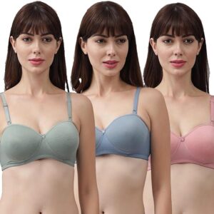 Women's Cotton Blend Light Padded Wirefree T-Shirt Bra Combo