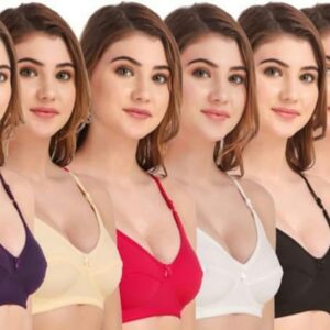 Women's Cotton Non-Padded Wired T-Shirt Bra Combo Pack of 6|Everyday Non Padded Bra for Women Combo Pack of 5