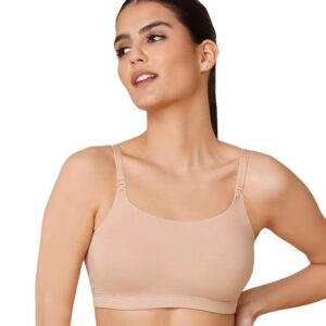 Everyday Wireless & Non-Padded Easy Breezy Slip-On T-Shirt Cotton Bra for Women with Full Coverage-Sand