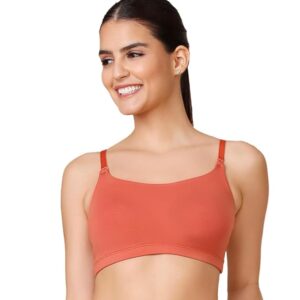 Everyday Wireless & Non-Padded Easy Breezy Slip-On T-Shirt Cotton Bra for Women with Full Coverage - Carrot