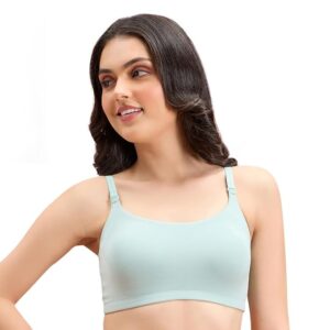 Everyday Wireless & Non-Padded Easy Breezy Slip-On T-Shirt Cotton Bra for Women with Full Coverage - Turquoise