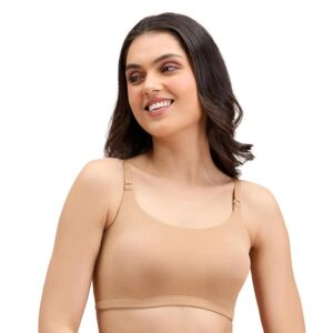 Everyday Wireless & Non-Padded Easy Breezy Slip-On T-Shirt Cotton Bra for Women with Full Coverage - Tan