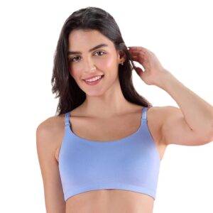 Everyday Wireless & Non-Padded Easy Breezy Slip-On T-Shirt Cotton Bra for Women with Full Coverage - Blue