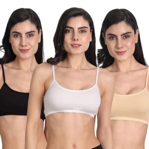 Women's Cotton Non-Padded Non-Wired Low Coverage Sports Bra Pack of 3