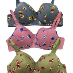 Moda Polycotton Non-Wired Padded Full Coverage Bra, Comfortable Everyday Bra for Women (Pack of 3)