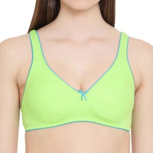 Women's Cotton Non Padded Wire Free Half Cup Full-Coverage Bra-Green