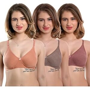Women's Cotton Non-Padded Wire Free Full Coverage Bra Multicolored-Multicolour