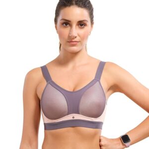Women's Polyester Blend Non-Wired Sports Workout Bra - Padded, Full Coverage, Y-Panel Provides Vertical Bounce Control, and No-Spill, No-Jiggle