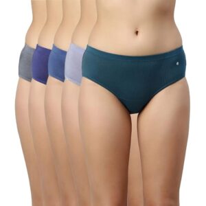 Stretchable Cotton Hipster Panties for Women, Full Coverage Grip Fit Inner Elastic with Antimicrobial & Stain Release Technology- Color and Print May Vary