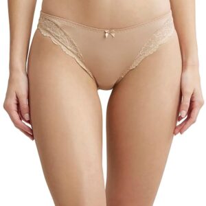 Women's Medium Coverage Soft Touch Microfiber Nylon Elastane Stretch Mid Waist Lace Styled Bikini with StayFresh Treatment (Light Skin)