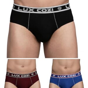 Men's 100% Cotton Brief (Pack of 3) (Color & Prints May Vary)