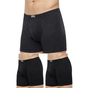 Men Boxer Briefs - 100% Cotton - Pack of 3 - Anti Bacterial, Colour Fresh, Moisture Wicking