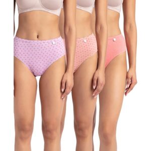 Women's High Coverage Super Combed Cotton Mid Waist Hipster with Concealed Waistband and Stay Fresh Treatment (Pack of 3_Colors & Prints May Vary)