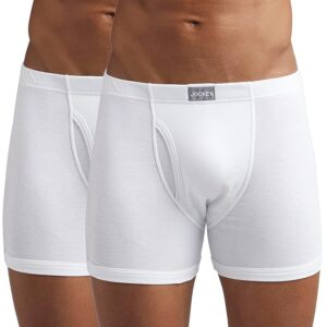 Men's Super Combed Cotton Rib Solid Boxer Brief with Ultrasoft Concealed Waistband (Pack of 2)-White