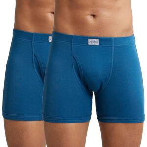 Men's Super Combed Cotton Rib Solid Boxer Brief with Ultrasoft Concealed Waistband (Pack of 2)-Blue