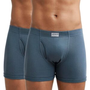 Men's Super Combed Cotton Rib Solid Boxer Brief with Ultrasoft Concealed Waistband (Pack of 2)-Deep Slate