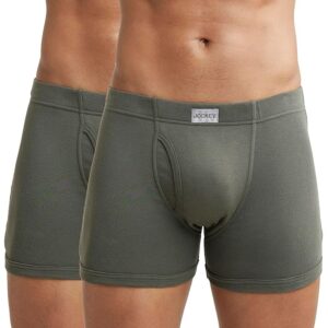 Men's Super Combed Cotton Rib Solid Boxer Brief with Ultrasoft Concealed Waistband (Pack of 2)-Deep Olive