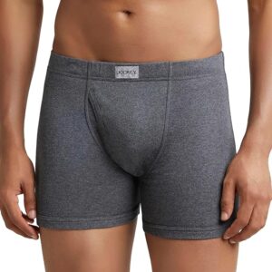 Men's Super Combed Cotton Rib Solid Boxer Brief with Ultrasoft Concealed Waistband (Pack of 2)-Charcoal Melange