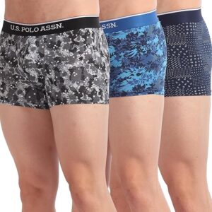 Men's Cotton Blend Trunks (Blue-Navy-Black)