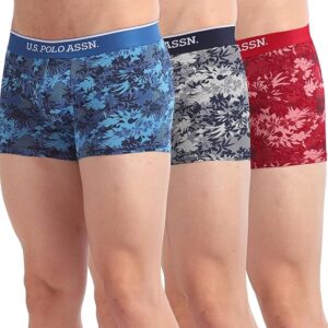 Men's Cotton Blend Trunks(Blue-Red-Grey)