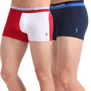 Men's Cotton Blend Trunks(Red-White-Navy)