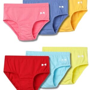 Girls Ultra-Comfort Cotton Panties Pack of 6 - Super Combed, Inner Elastic Waistband Girls Underwear, Bio-Washed & AZO-Free Dyes