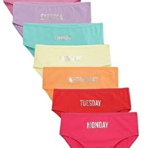 Girl's Cotton Panties (Sunday,Monday Printed) Week Days Solid Underwear for Girls-Pack of 7 Girls Underpants
