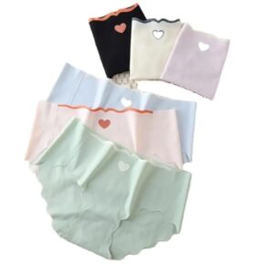 Briefs Panty Cute for Girls & Women Seamless Mid Waist Lace Underwear Sexy Panties Under Bump Maternity Healthy, Ice Silk Cotton (in, Alpha, L, Regular, Light Green)