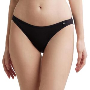 Women's Super Combed Cotton Elastane Stretch Low Waist Bikini with Concealed Waistband and Stay Fresh Treatment-Black