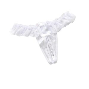Women's Erotics Pendant Lace and Nylon G-String Thongs Hipster Underwear Comfortable Bikini Everyday Moisture-Wicking Cotton Microfiber Ultra-Soft Stretchy Briefs Panties-White