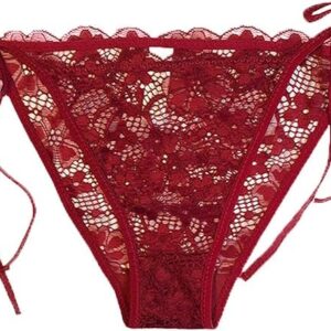 Women's Lace & Nylon Floral G-String Thong Panty Bikini Underwear, Sexy Hot Brief for Honeymoon (Pack of 1)